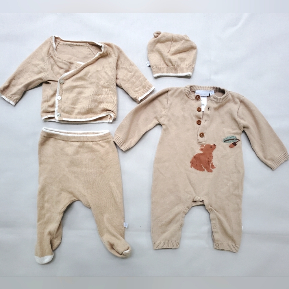 Elegant Baby Baby Layette Knit & Jumpsuit Set - Cotton Cashmere Sz 3 Months